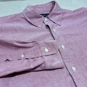 Ralph Lauren Yarmouth Oxford Button Down Shirt Mens Pink 16.5 34 Logo Pony 855